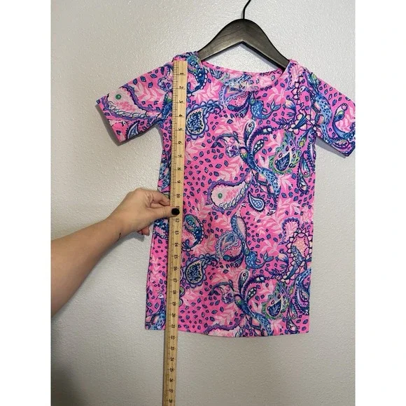 Lilly Pulitzer Girls Cotton Pink Blue Paisley Bird Short Sleeve Dress S 4/5 - Picture 3 of 7